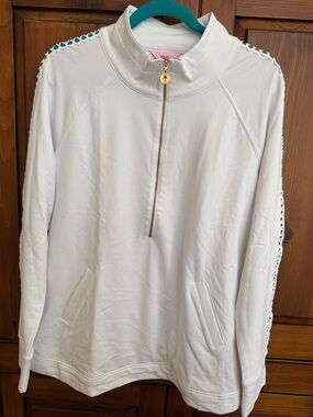 Lilly Pulitzer Size XL Resort White Skipper Solid Popover 1/2 Zip Jacket. NWOT